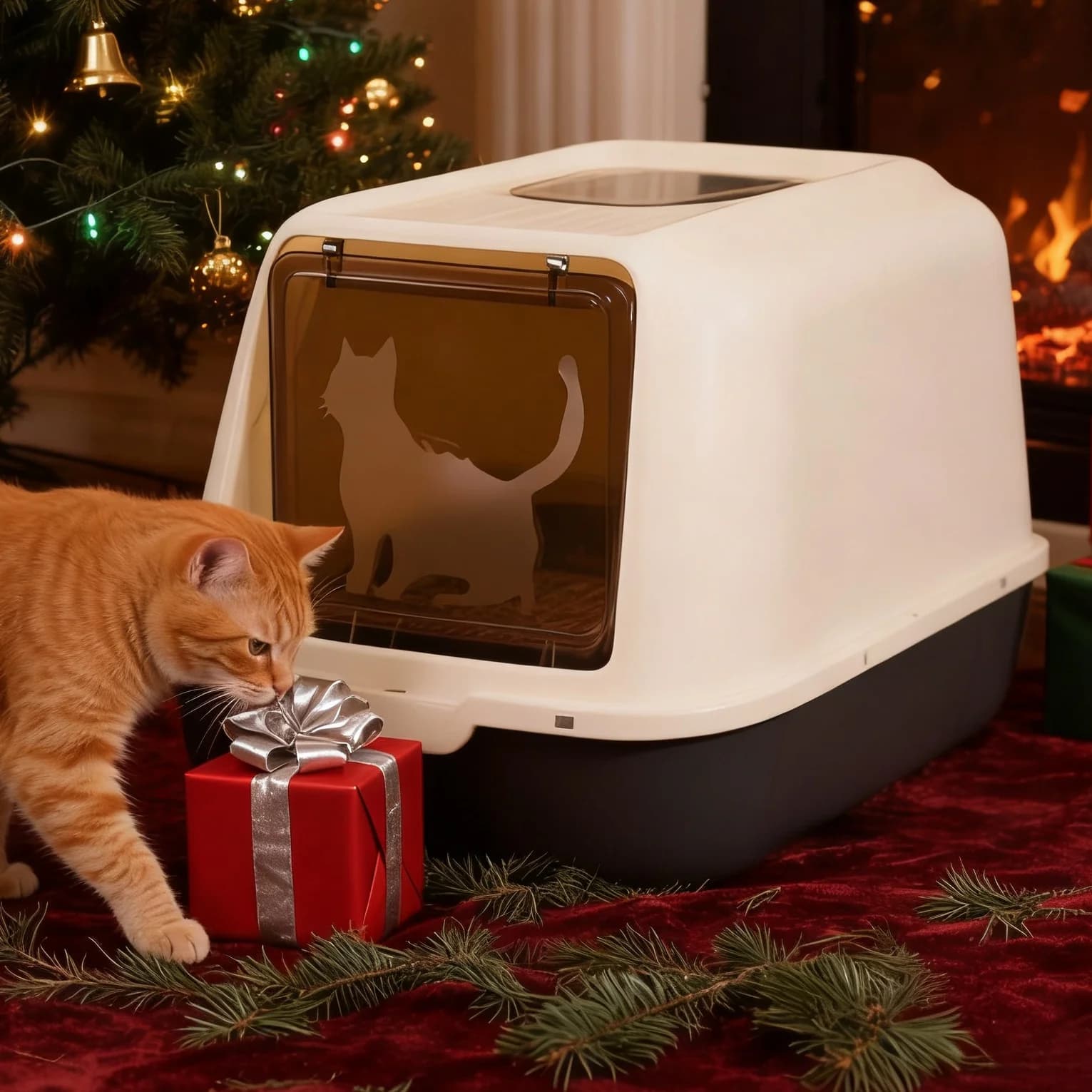 Fully Enclosed Cat Garbage Bin with Lid, Shovel, Cat Pad, And Odor Regulator, Double Door Large Plastic Cat Toilet And Top Deodorizing Cat Litter Box, Two Models Suitable for Small, Medium, And Large Cats