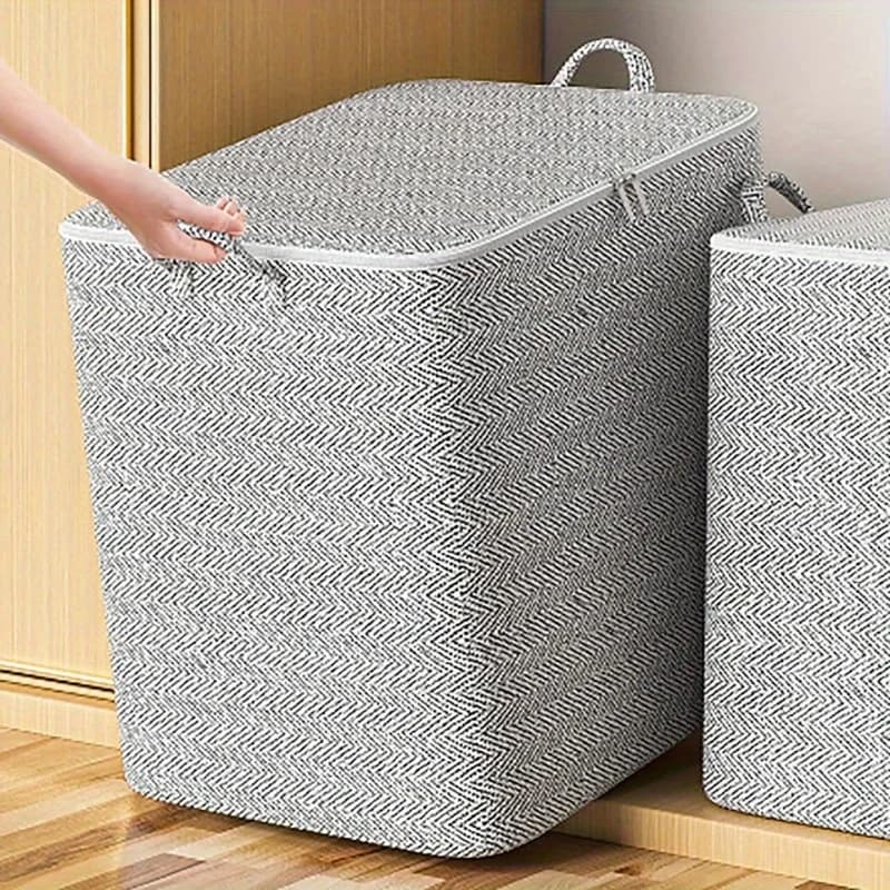 Oversized Foldable Zipper Storage Bag - Durable, Washable Textile Storage Box for Clothing, Quilts, Toys, and More