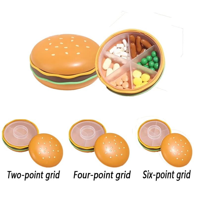 Portable Burger Medicines Storage Box with 2/3/6 compartments for large storage and sealed storage with dust and moisture proof