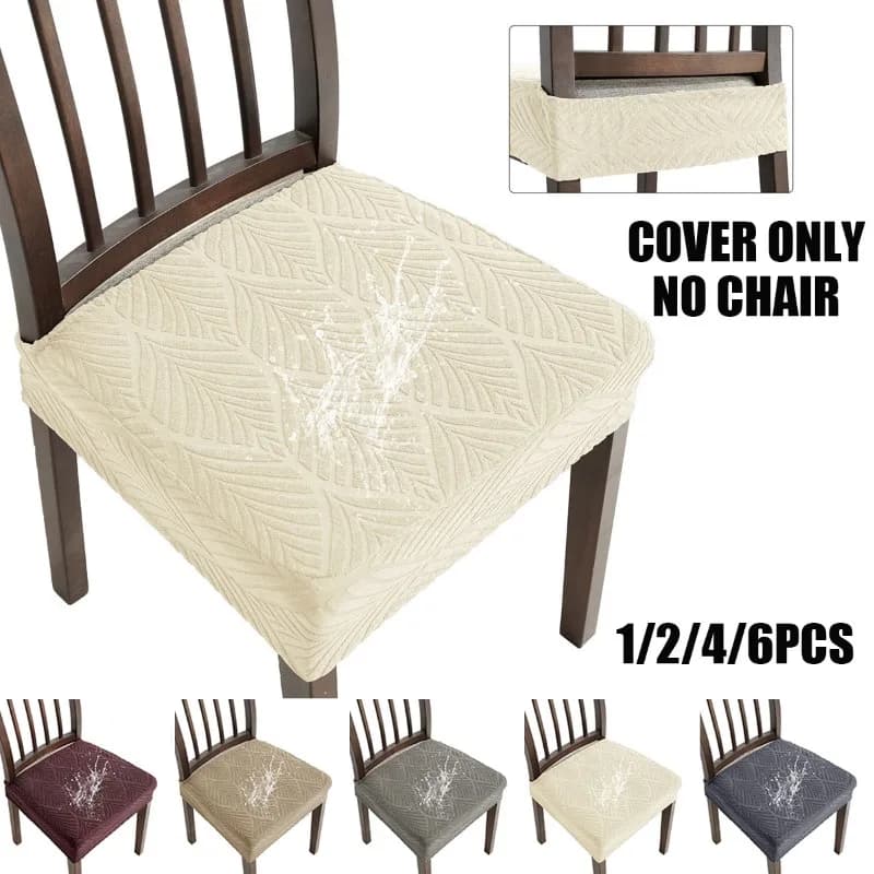 1/2/4/6pcs Waterproof Chair Seat Cover Leaf Pattern Jacquard Chair Slipcover for Kitchen Hotel Wedding Banquet Restaurant