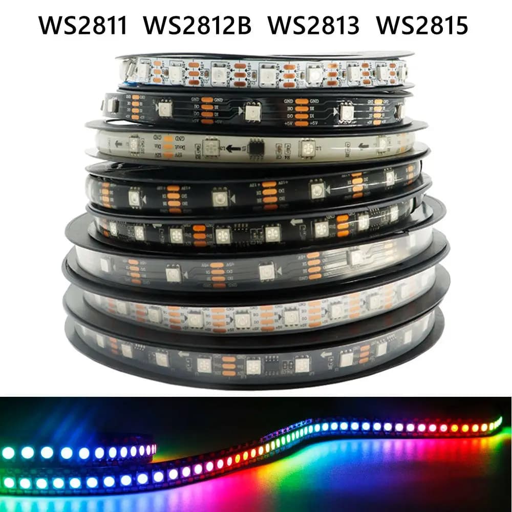 WS2811 WS2812B WS2813 WS2815 5050RGB Striscia LED 30/60/144 LED/m Indirizzo indipendente Luce LED intelligente 1-5M DC5V/12V