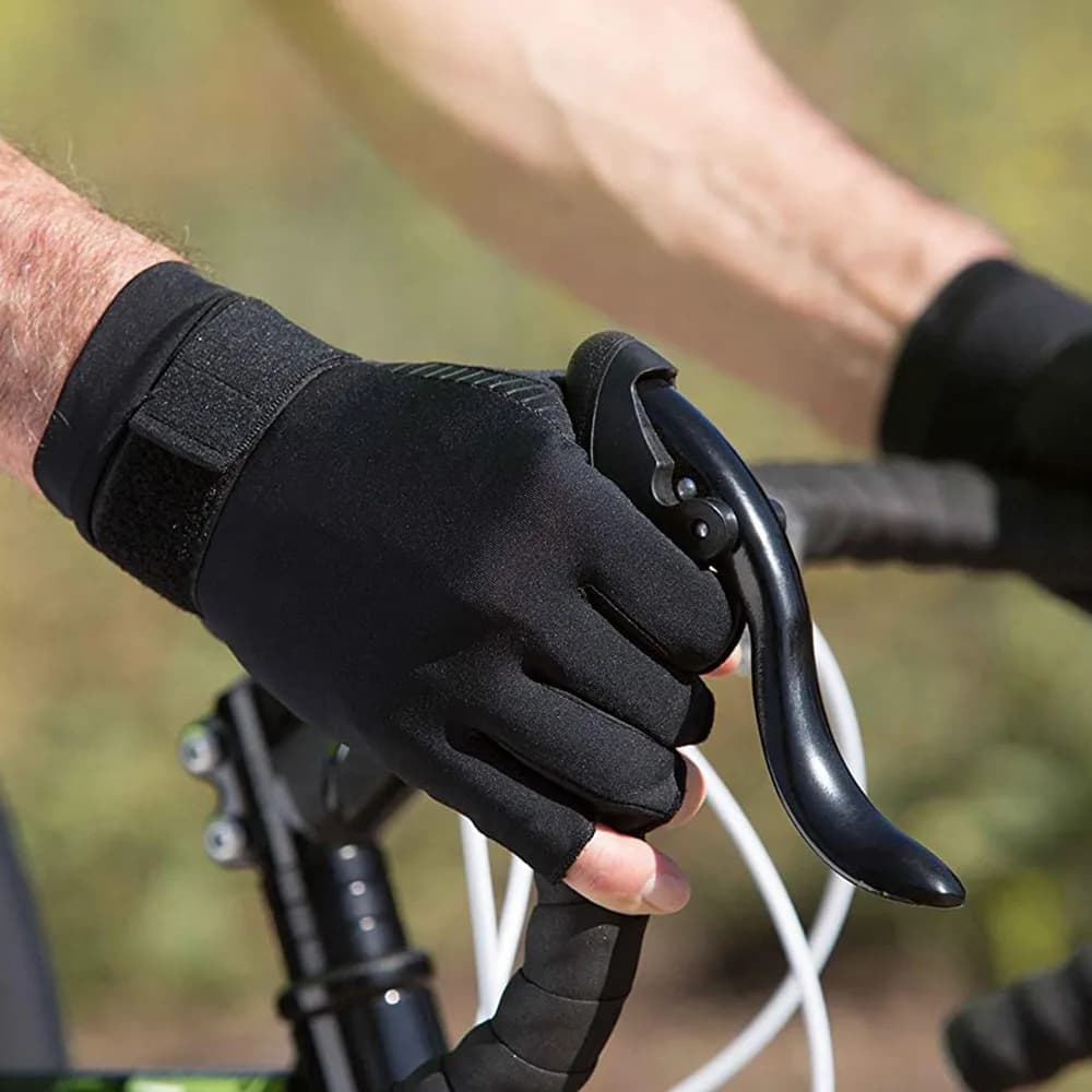 Guanti Sportivi Traspiranti in Silicone Antiscivolo, Guanti Mezze Dita Resistenti all'Usura con Fibra di Rame per Ciclismo