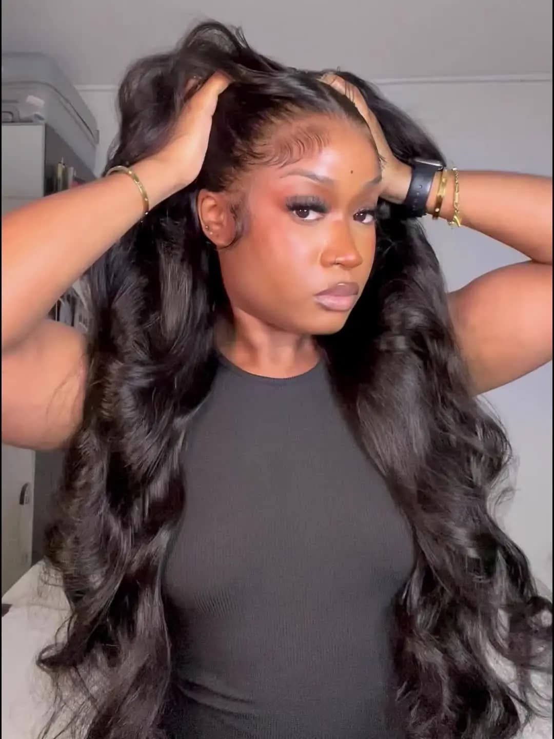 TIMOPOL Natural Black Body Wave Human Hair Lace Front Wig, 13x6 HD Transparent Glueless Wig, Pre‑Plucked Baby Hair Creates Realistic Natural Hairline for Authentic Look
