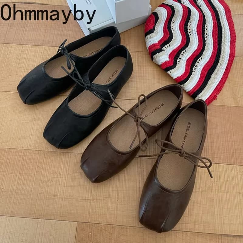 2026 Designer Primavera Donna Ballerine Casual Scarpe basse con nodo a farfalla Suola morbida Scarpe eleganti in pelle da donna