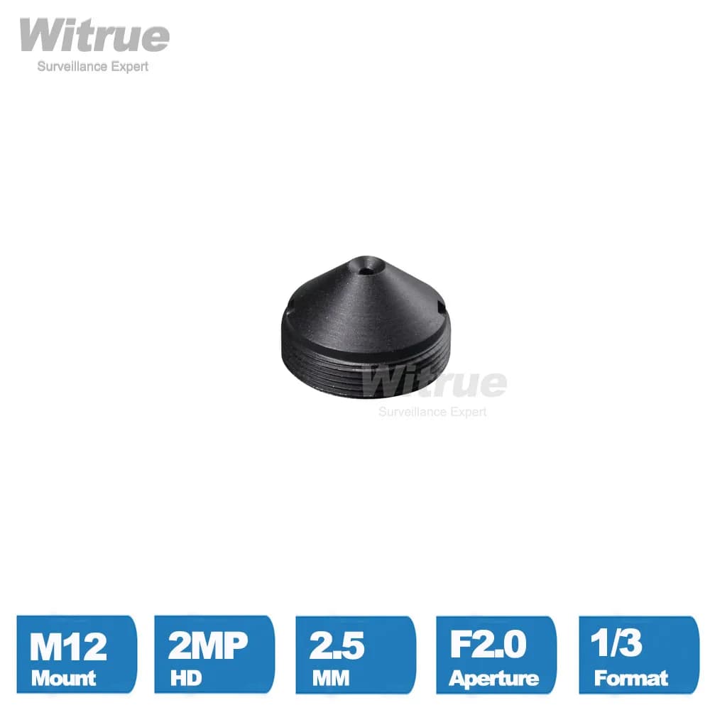Obiettivo CCTV HD stenopeico 2,5 mm M12 * 0,5 attacco 1/3 "F2.0 110 gradi per mini telecamere di sicurezza di sorveglianza