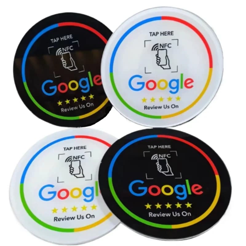 Programmable NFC Round Review Card NTAG215 13.56MHz QR Code Editable Stand Holder for Business Google Rating