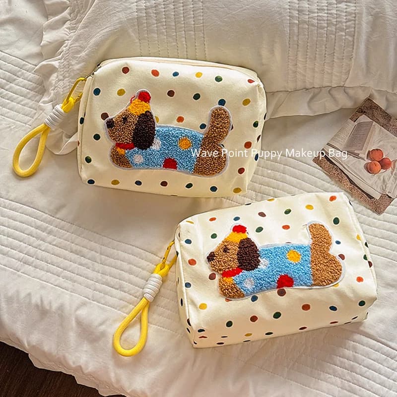 New large capacity portable travel bag with puppy pattern, makeup bag, bag holders, girl bag, bag for organization and conservation