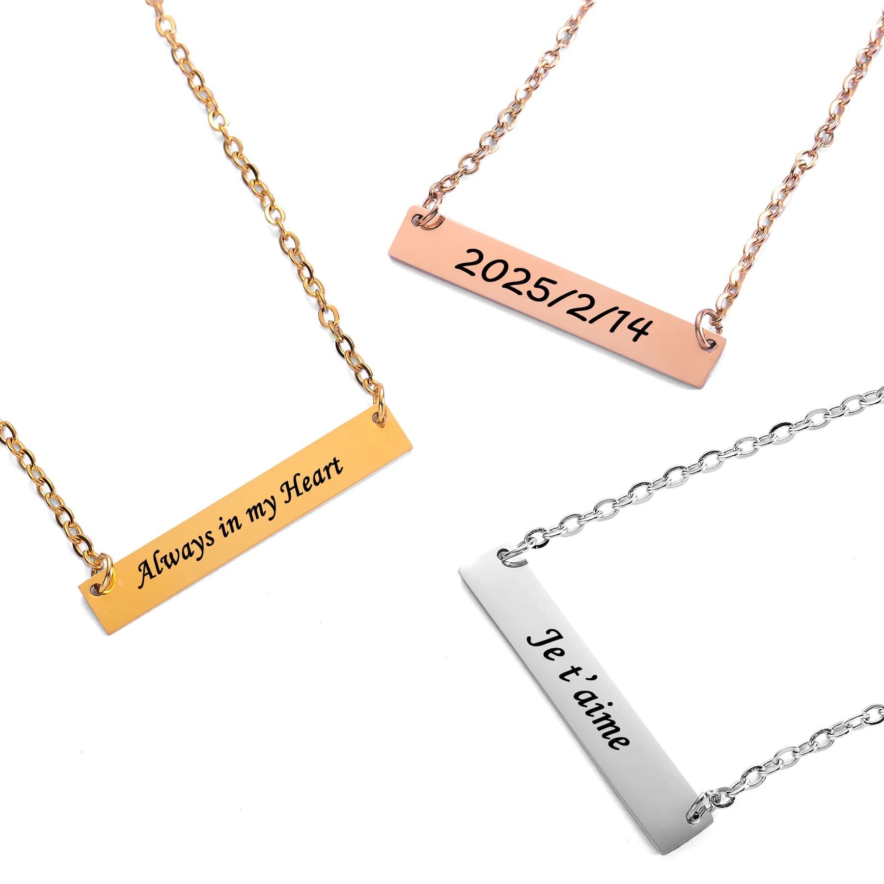 Collana con ciondolo con parole personalizzate per donna Girocollo in acciaio inossidabile con lettera personalizzata incisa al laser