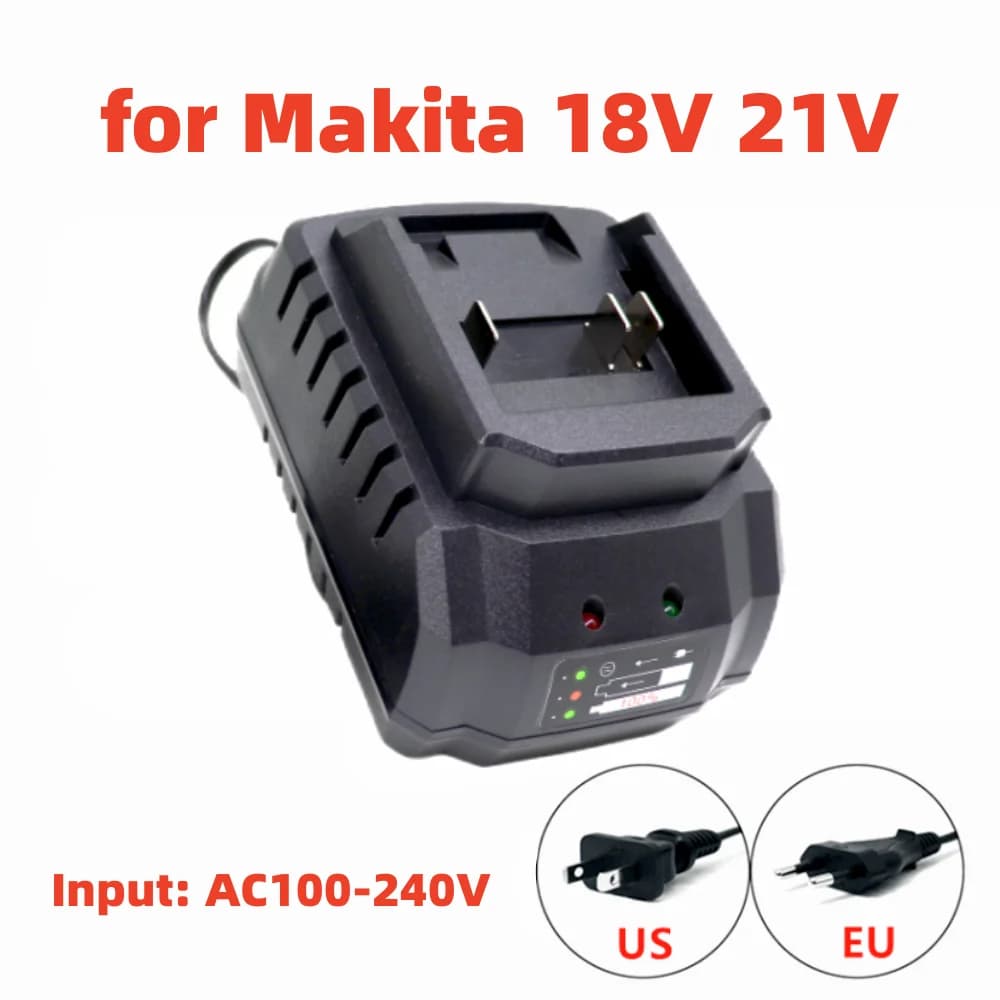 Caricabatteria adatto per batteria agli ioni di litio Makita 18V 21V Caricabatterie rapido portatile per sostituzione batteria Makita Spina UE Spina americana