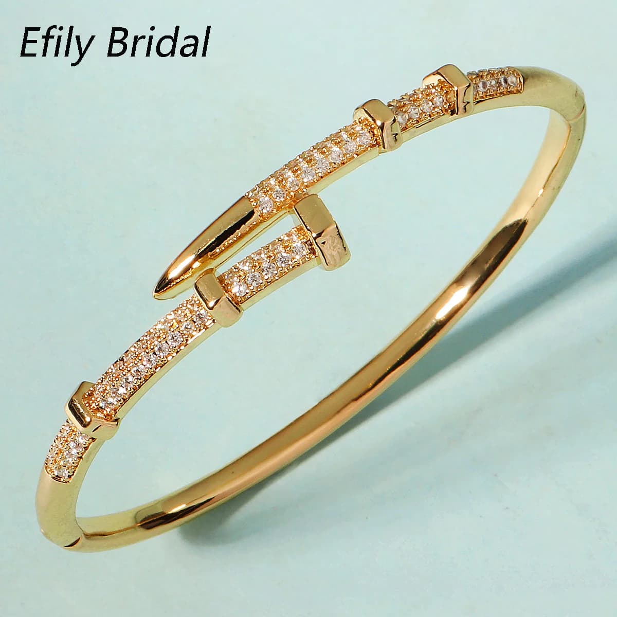 Efily Fashionable Stainless Steel Classic Women's Bracelet Daily Nail Bracelet Brand Elegant Jewelry As Gifts