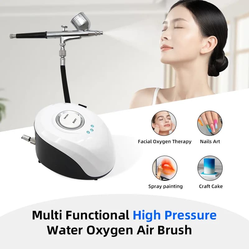 Portable Air Compressor Kit with Hydrating Nano Spray for Skin Care, Nail Art, Tattoos, Cake Decoration, Oxygen Injector and Makeup