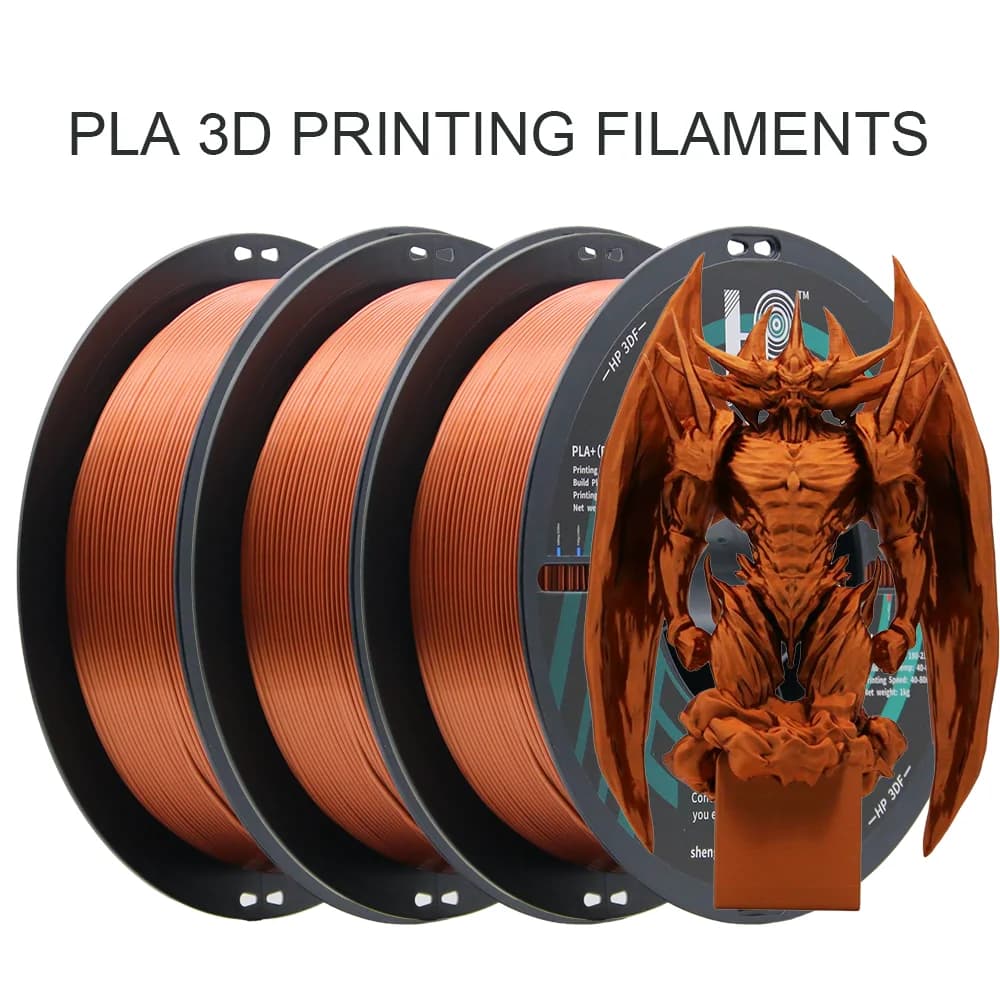 HP3DF 3D Printer Filament, Silk Copper PLA Filament 3KG(3rolls) 1.75mm, Accuracy +/- 0.02mm, Fit Most FDM Printers