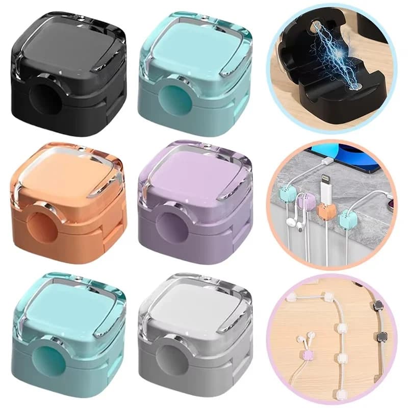 1-6 Pezzi Clip Magnetiche per Cavi, Supporto Regolabile per Cavi, Organizzatore per Cavi da Scrivania, Portacavi per Mouse e Tastiera