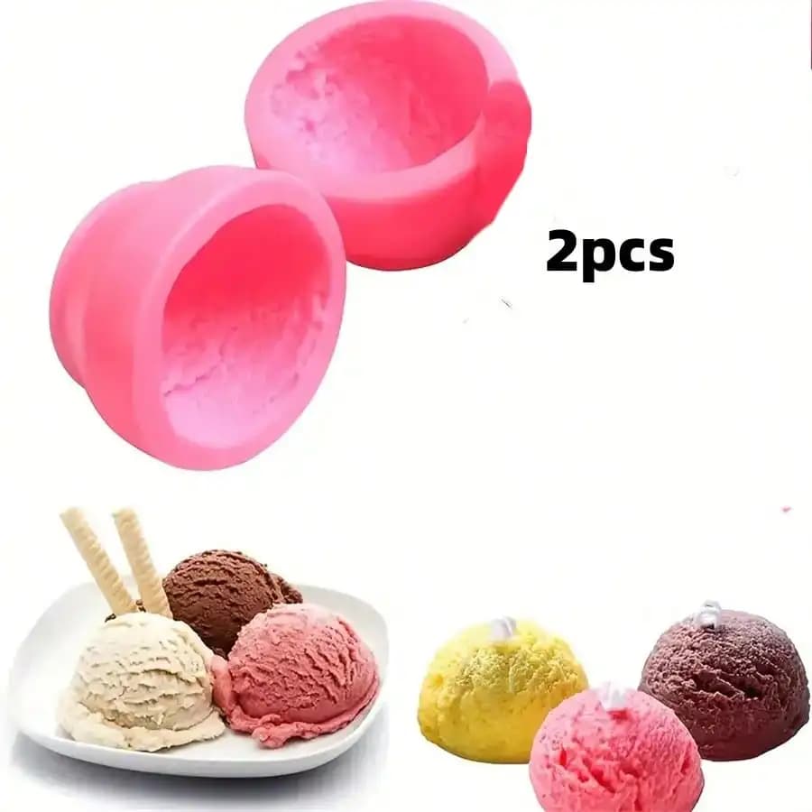 2 Pack Ice Cream Scoop Shaped Silicone Molds, Household Kitchen Homemade Ice Cream Making Tools