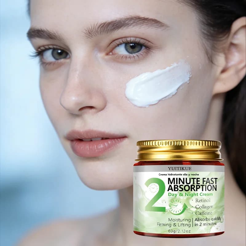 Yuitikue Crema Giorno e Notte ad Assorbimento Rapido in 2 Minuti, 60g Idratante con Retinolo, Collagene e Caffeina per Rassodare e Sollevare la Pelle