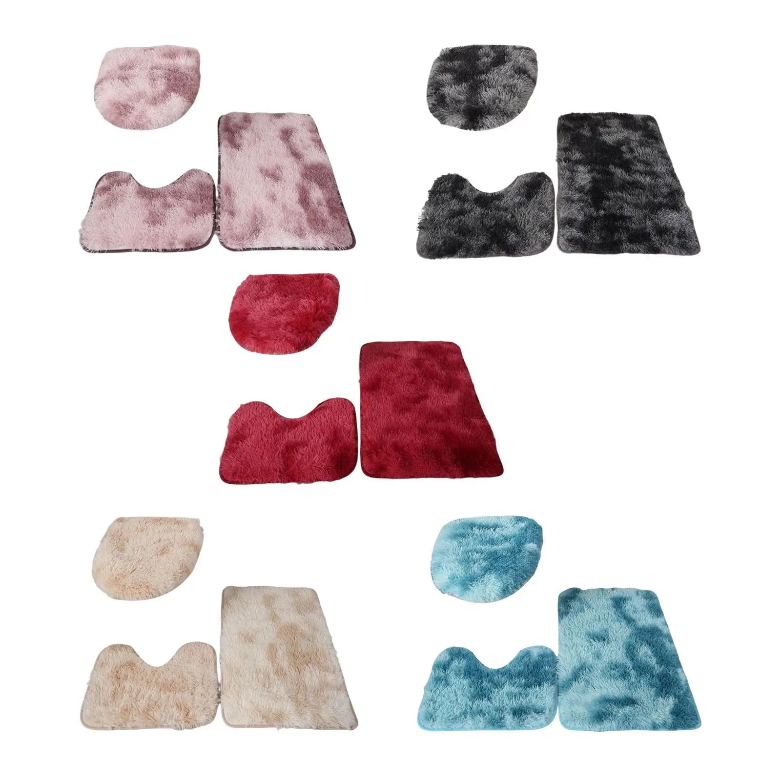 Set di 3 tappetini da bagno per bagno con coperchio per WC, completo assorbente, set da toilette in tre pezzi per doccia, pavimento del bagno