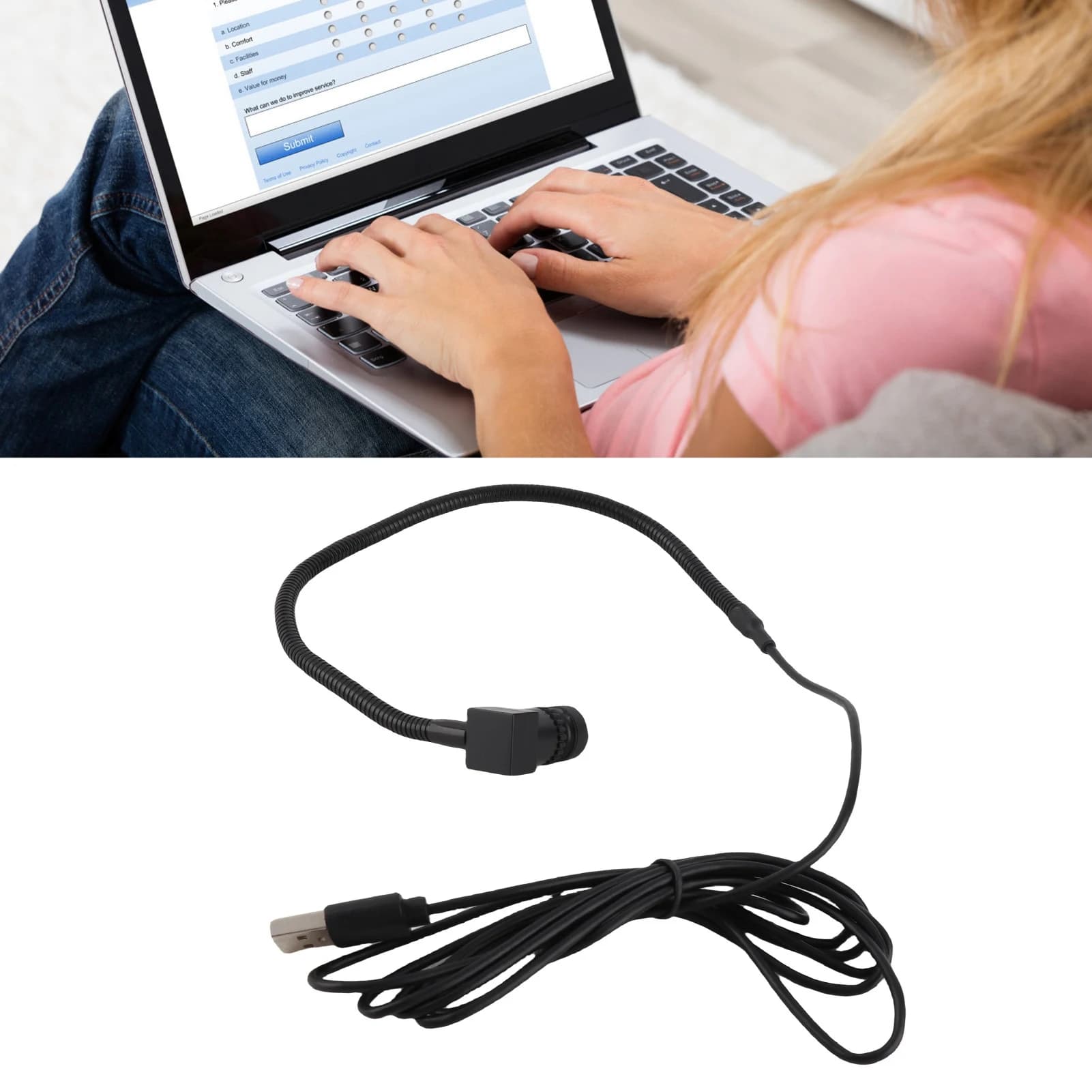 Center Webcam USB Plug Middle Screen Webcam FHD 1080P 2MP Multi Focus Mode Built in Microphone for Video Conferencing