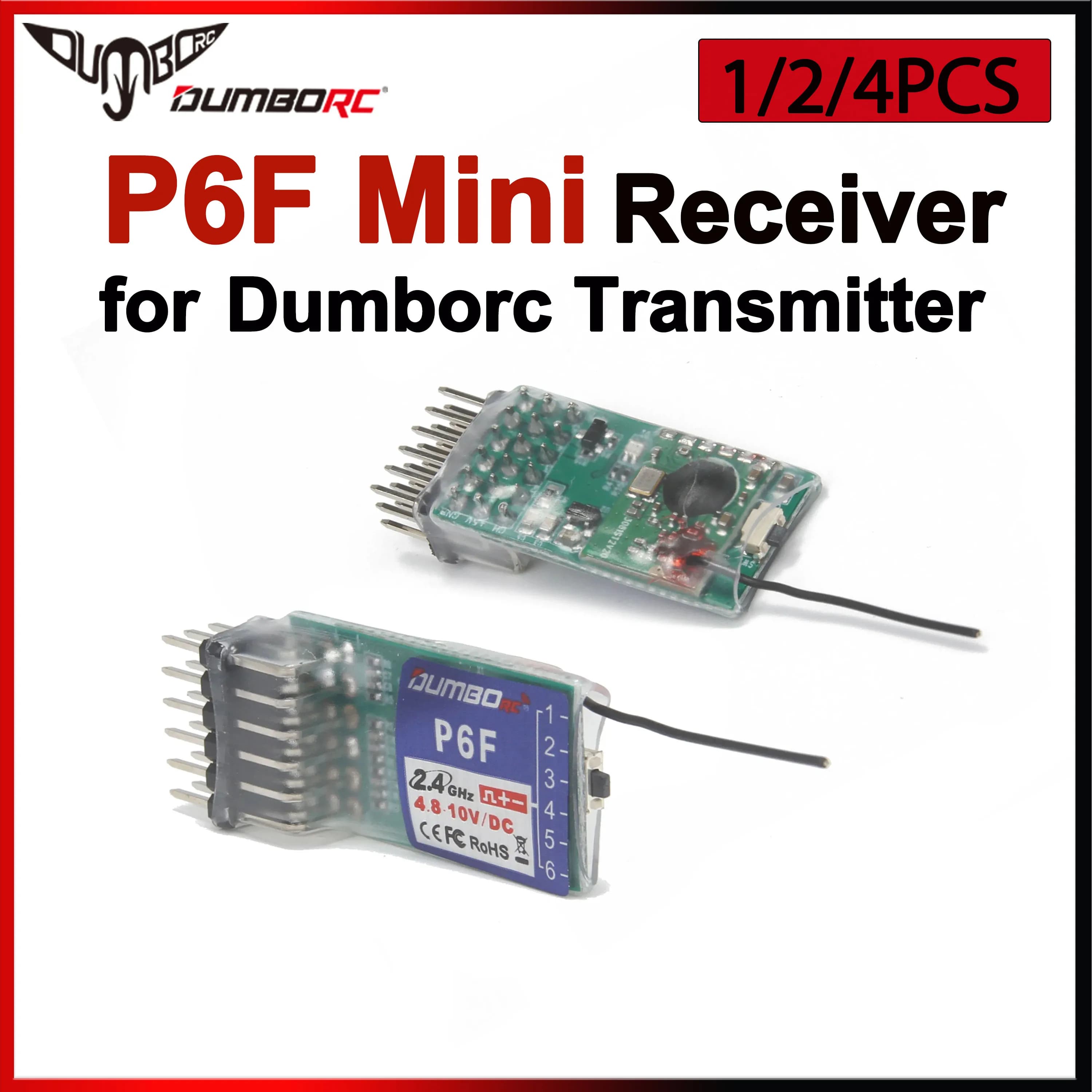 DUMBORC P6F Mini Ricevitore 6CH 2.4GHz RX per Trasmettitore RC X4 X5 X6 DDF350 X6PM-350 Giocattolo Modello di Carro Armato di Barca di Controllo Remoto