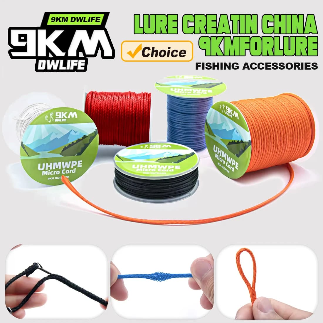 9KM UHMWPE Cord 0.8 ~ 1.6mm Hollow intrecciato corda amaca telo tenda corda aquilone linea pesca arrampicata campeggio Kayak barca a vela 100 ~ 750lb