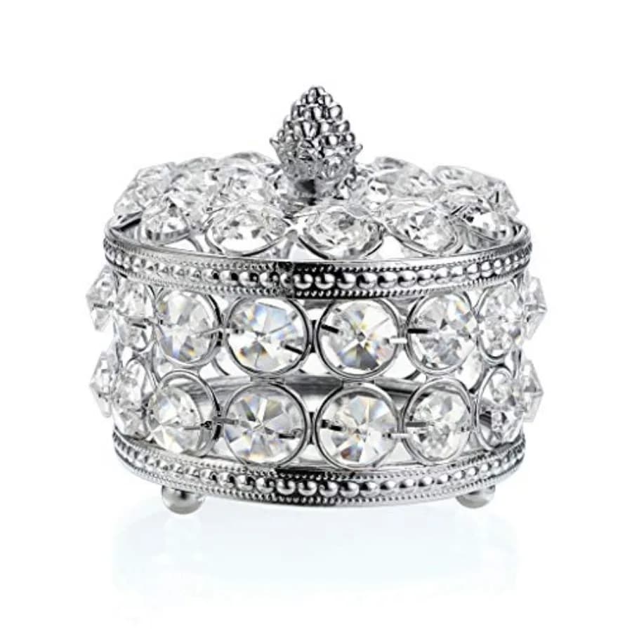 Crystal Mirrored Jewelry Box Jewelry Trinket Organizer Box Home Decor Ring Earrings Necklace Storage Holder Keepsake Box