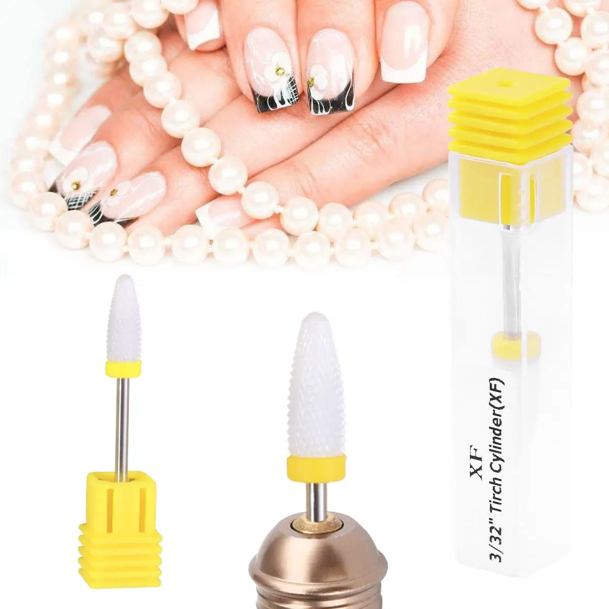 Testina in Ceramica Gialla per Levigatura Unghie, Formato Piccolo, per Strumenti Nail Art, Lucidatura e Rimodellamento Unghie, Punte per Trapano Manicure