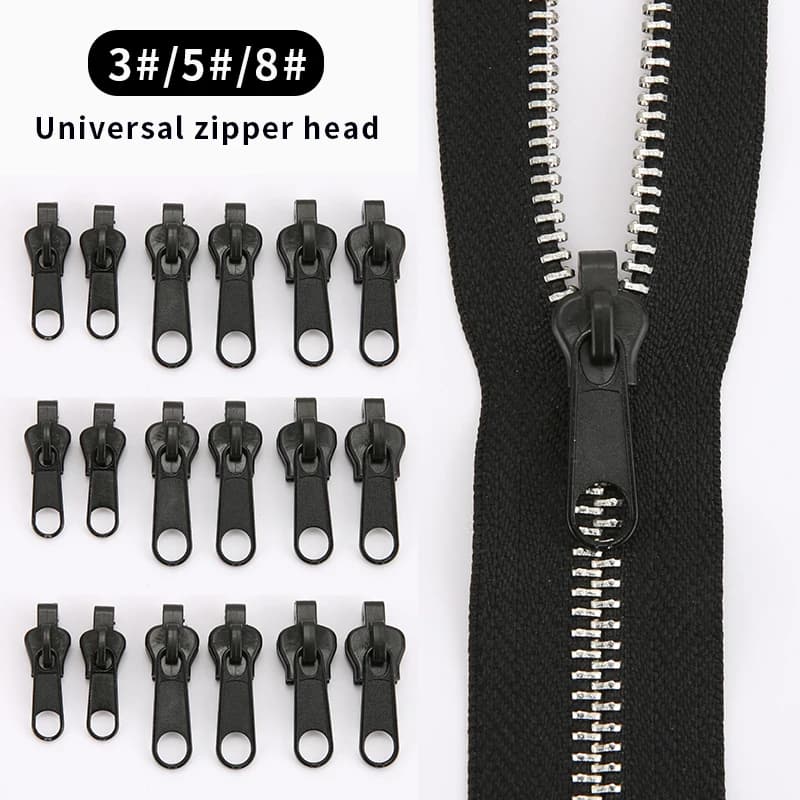 Kit di riparazione cerniera istantanea universale con cerniera istantanea nera, cursore con cerniera di ricambio, salvataggio dei denti, nuovo design per cucito fai da te