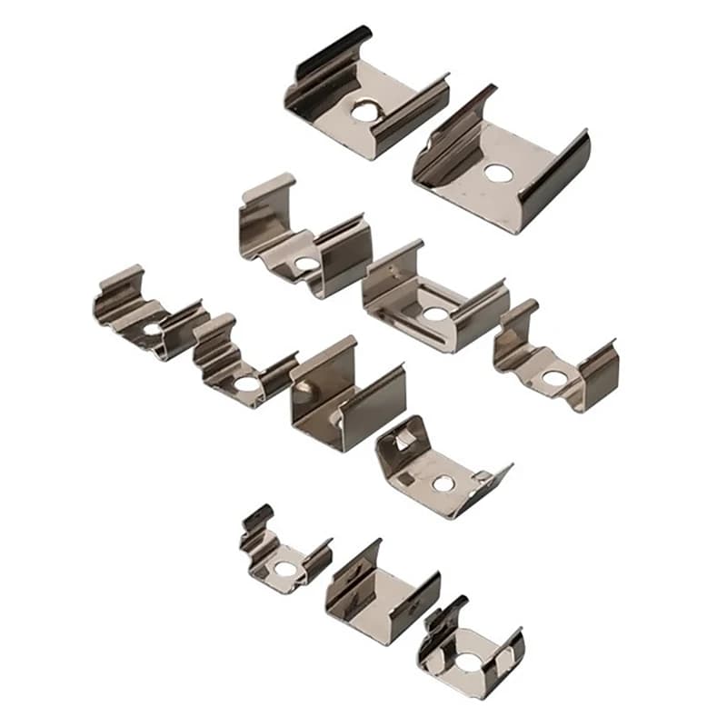 Piccole clip di montaggio in metallo per strisce luminose flessibili a LED Supporti a U montati in superficie Piastra di fissaggio a molla in acciaio inossidabile