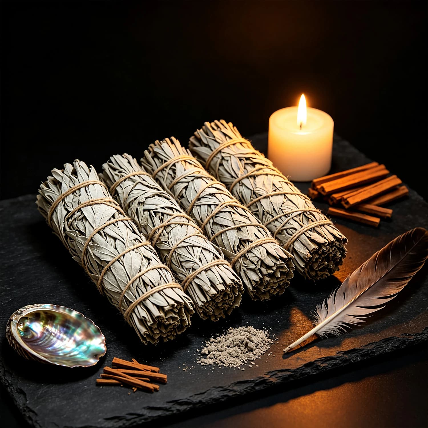 Natural White Sage Smudge Sticks Hand-Tied Dried Herb Bundles for Home Cleansing Meditation Spiritual Rituals Aromatherapy