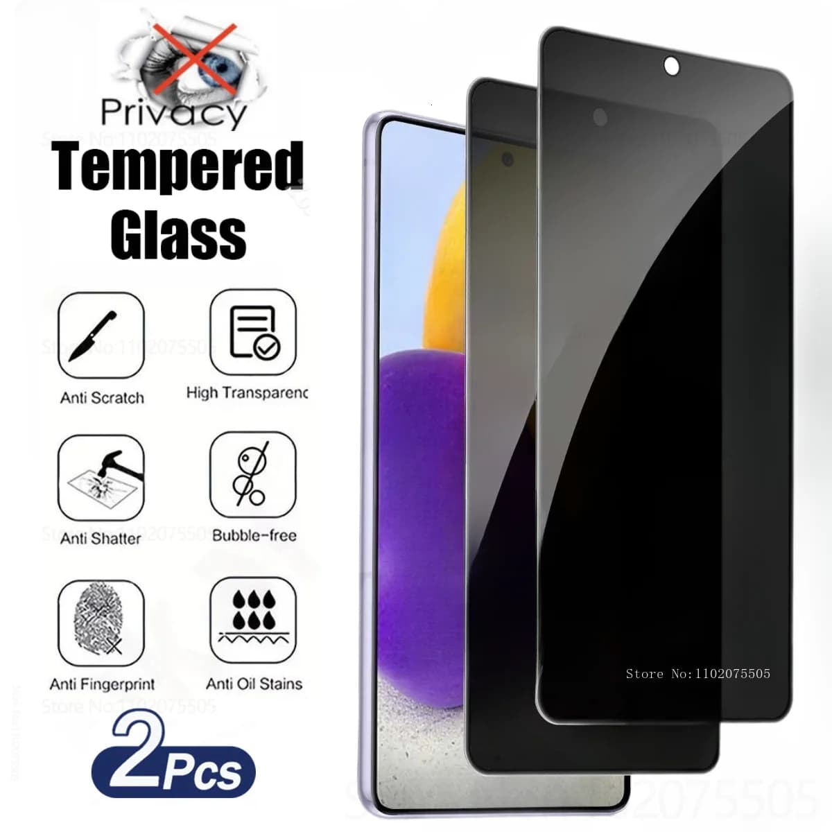 2 pezzi protezione schermo anti-spia per Samsung Galaxy A13 14 A15 A23 A35 A55 A73 privacy, vetro temperato per Samsung A34 A41 A53 A54