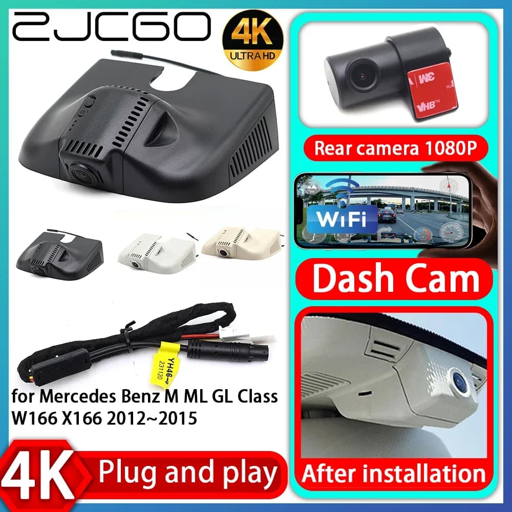 ZJCGO UHD 4K 2160P Telecamera DVR Plug and Play per Auto, Registratore Video per Mercedes Benz Classe M ML GL W166 X166 2012-2015