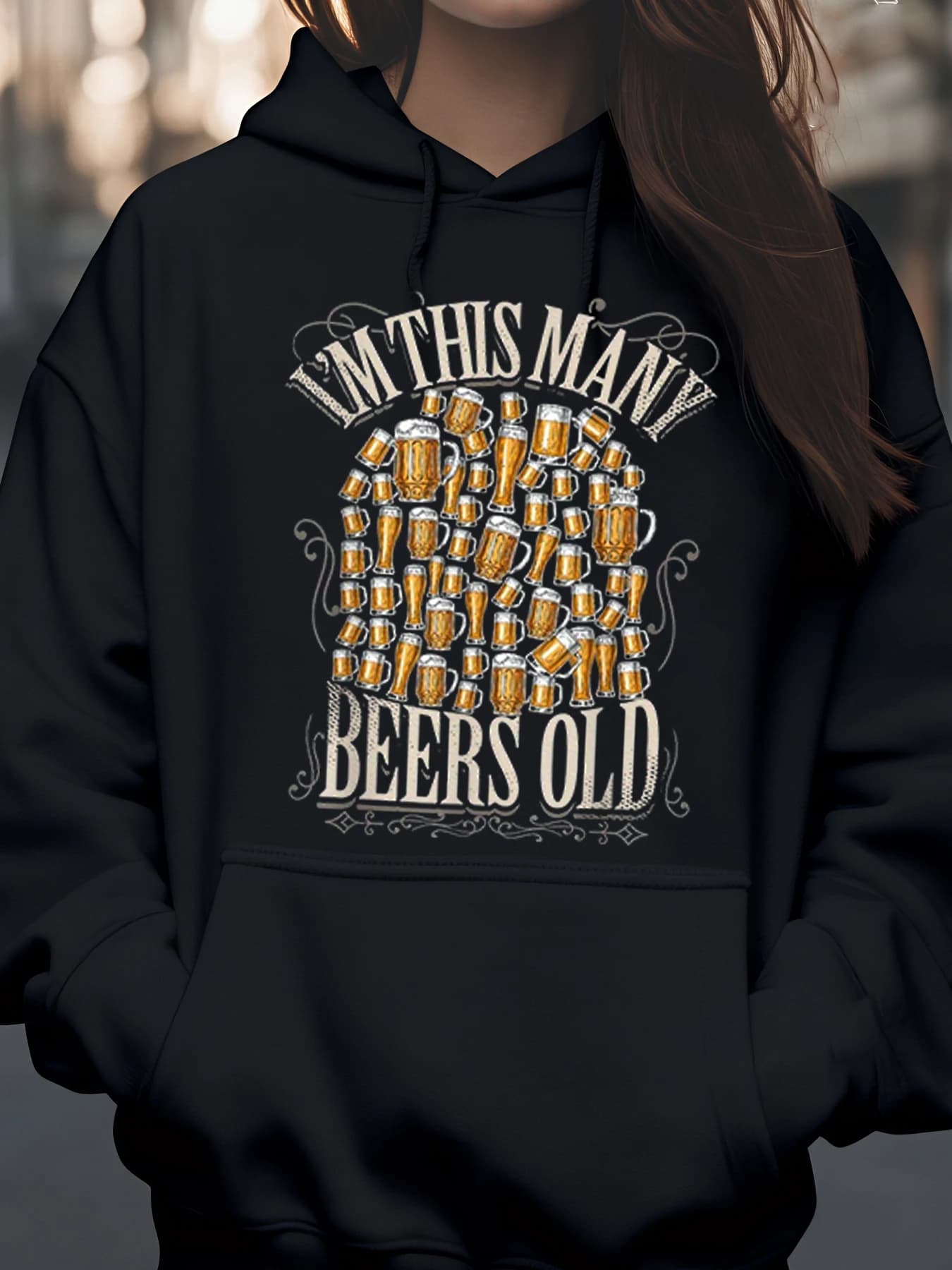 Felpa con cappuccio per celebrazione di compleanno con motivo boccale di birra, abbigliamento casual per uomo e donna