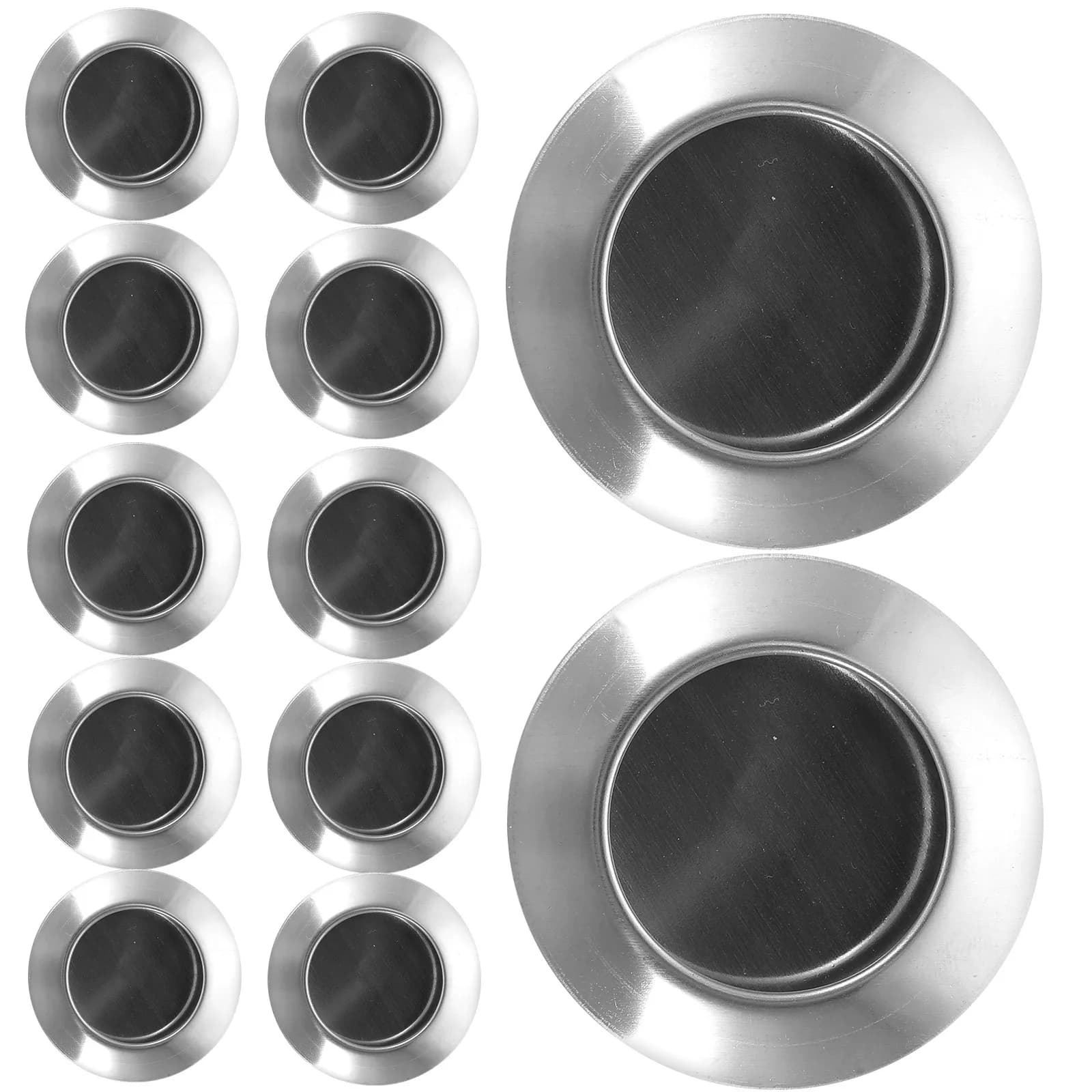 Set di 16 Maniglie Rotonde Premium in Acciaio Inox, Fissaggio Nascosto, Finitura Liscia, per Cassetti e Armadi Moderni