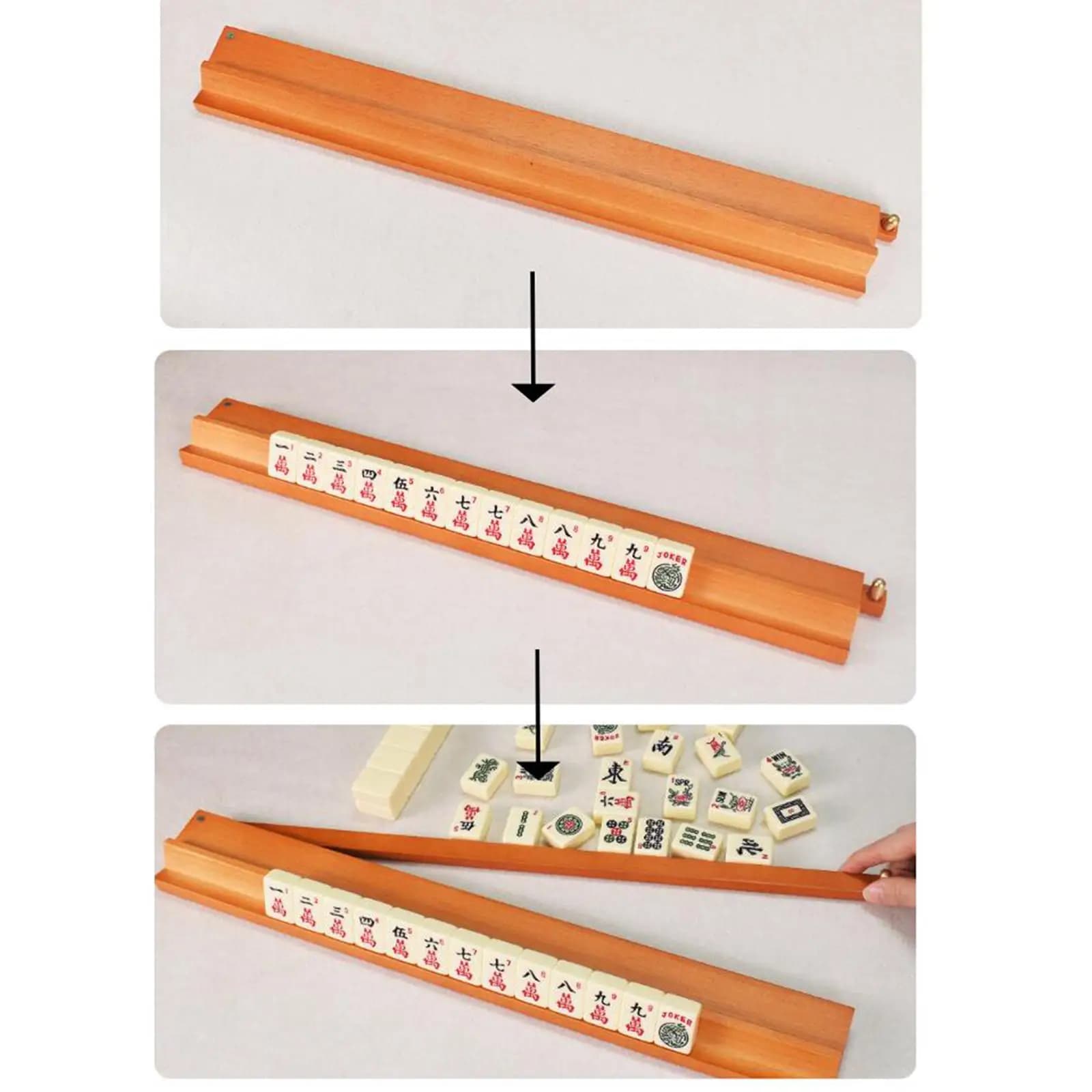 Solid Wood Mahjong Holder Accurate Grooves Organizer for Mahjong Board Game and Professional Mahjong