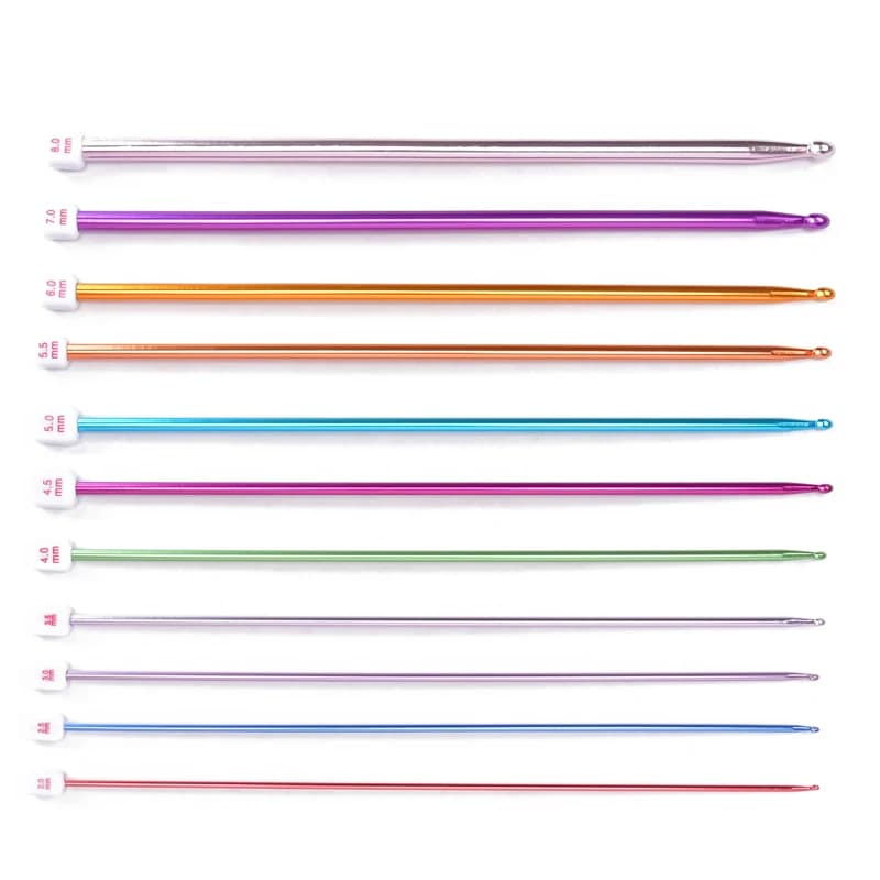 11pc 27cm strumento per ferri da maglia fantasia, ago per tessitura maglione fai da te, Kit uncinetto in alluminio colorato, strumento per cucire e tessere