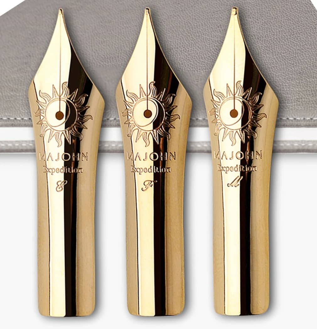 MAJOHN No. 8 #40 Panda Pattern Fountian Pen Nib Gold-plated Black and Blue BOCK Nib Smooth Writing Upgrade for P139/P140