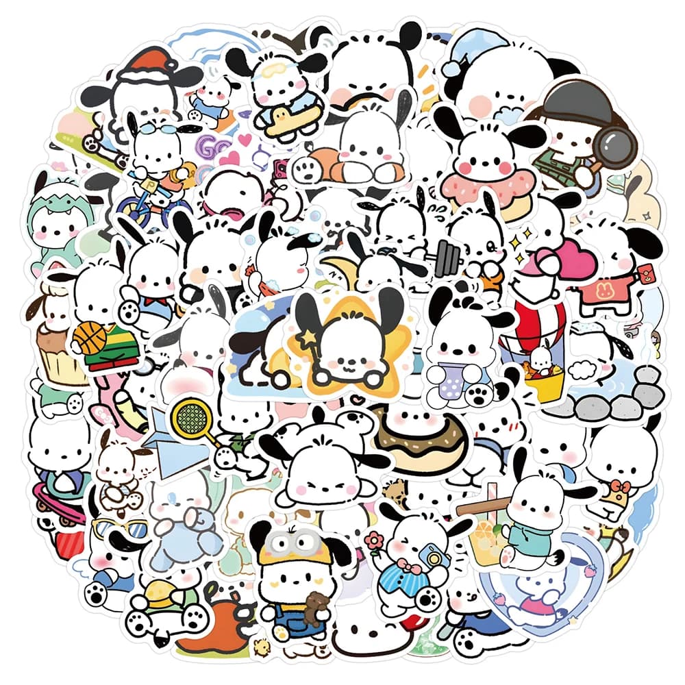 10/30/60/120 Pezzi Adesivi Carini Cartoon Pochacco Sanrio, Sticker Kawaii Anime per Graffiti, Decorazioni Fai-da-Te per Valigie, Laptop, Cover per Telefoni