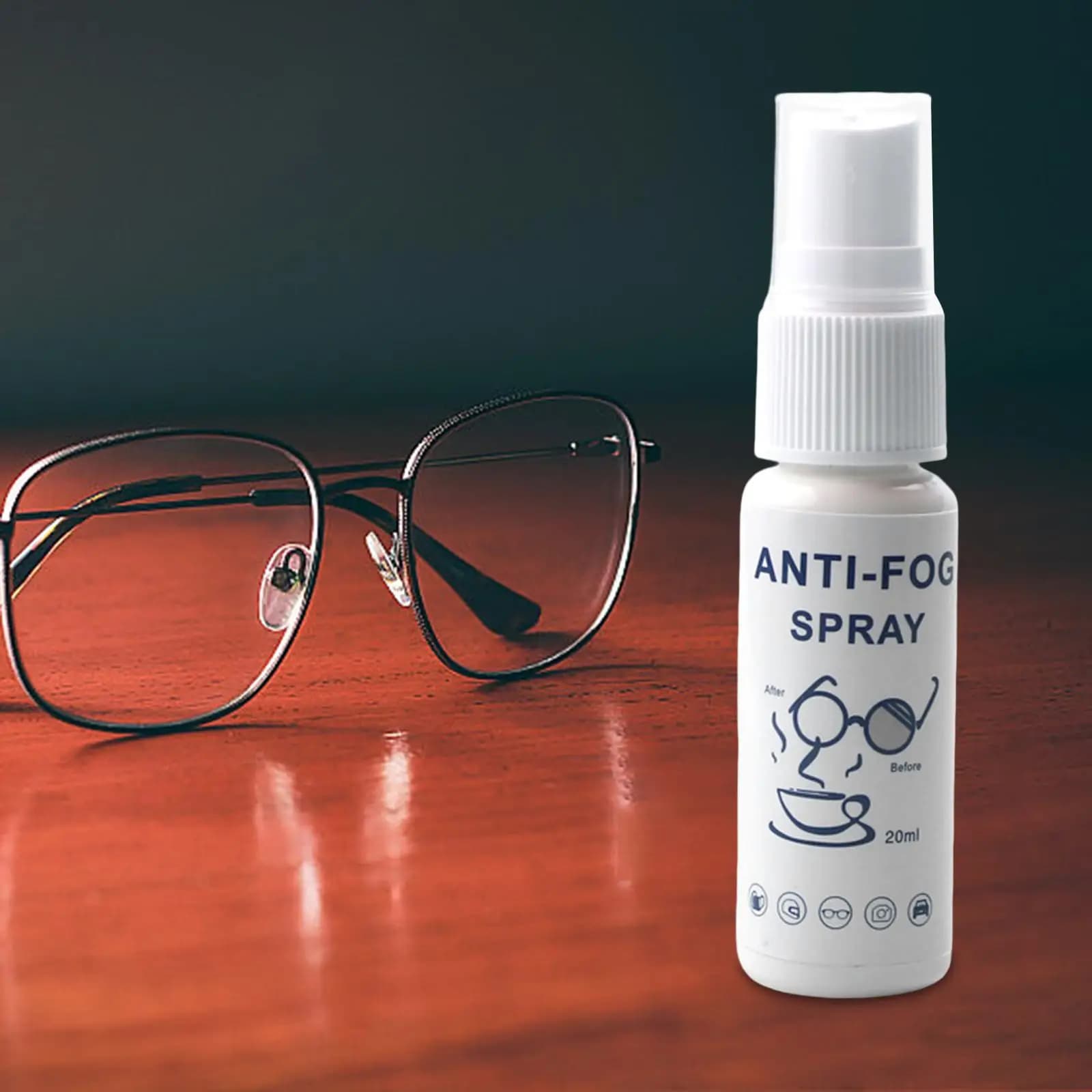 Portable lens cleaner with anti-fog spray for swimming glasses, glasses screens
