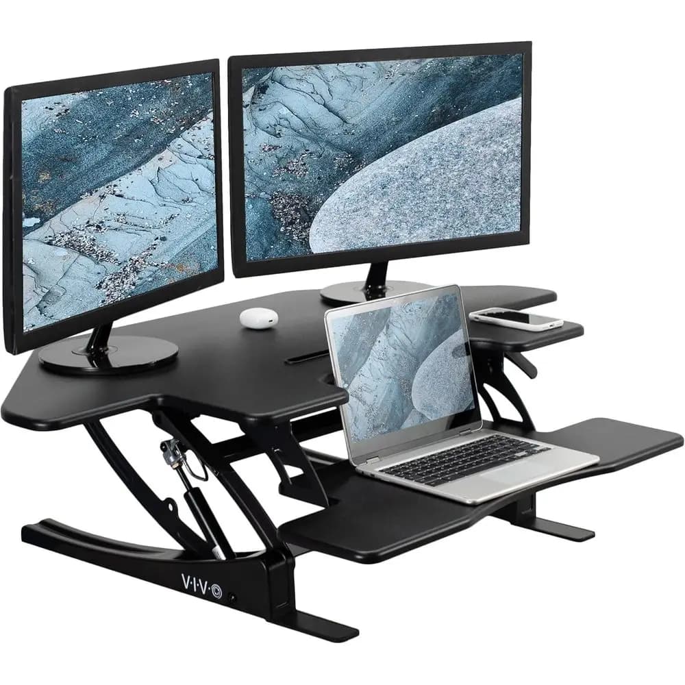 Convertitore per Scrivania Regolabile in Altezza 43 Pollici, Supporto per Doppio Monitor Sit-Stand a Cambio Rapido, Nero