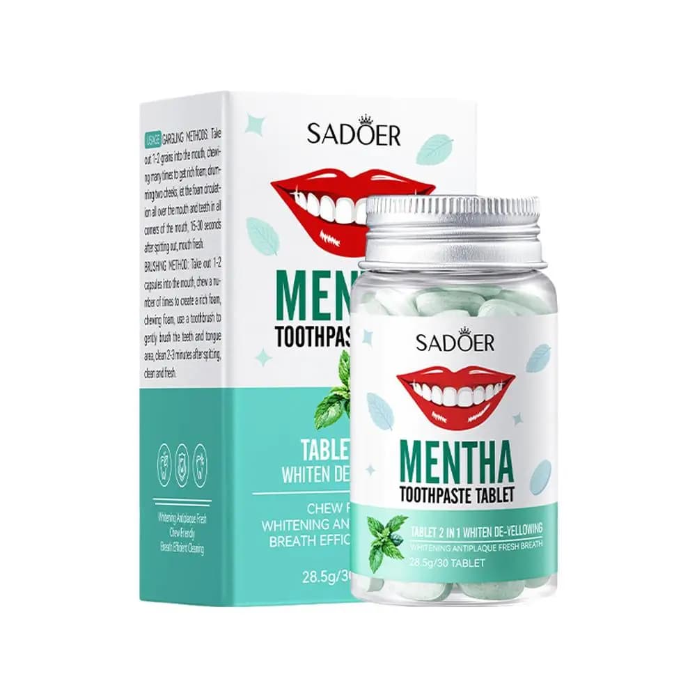 Compresse di dentifricio solido alla menta Sapori di menta Alito dei denti Collutorio Fumo Rimuovi macchie di carbone fresche sbiancanti cattivi