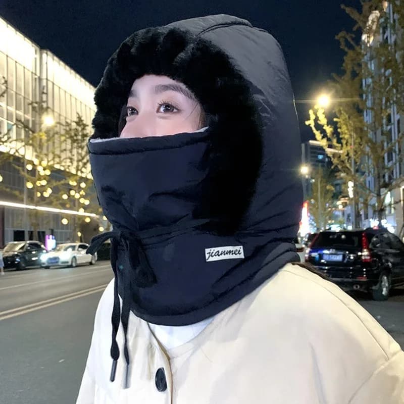Winter Warmer Motorcycle Face Mask Unisex Balaclava Hood - Windproof Mask with Drawstring Ski Cycling Riding Headgea