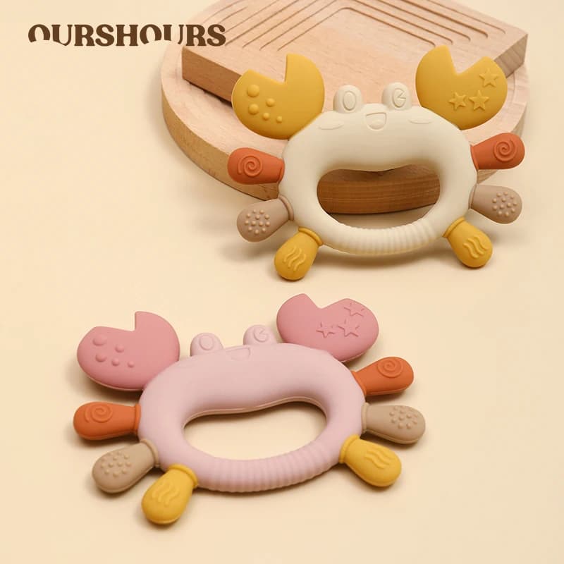 1PC Baby Crab Silicone Teether BPA-Free Newborn Accessories Easy to Grip Infant Chewing Teething Toy for Boys Girls Babies Items