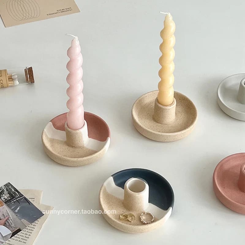 Ins European retro ceramic candle holder decoration dining table storage small tray aromatherapy candles