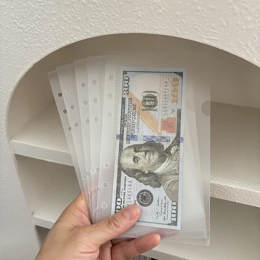 A5/A6/A7 5Pcs PP Transparent 5-Pocket Notebook Creative Cash Budget Planning File Folders Notebook Storage Bag