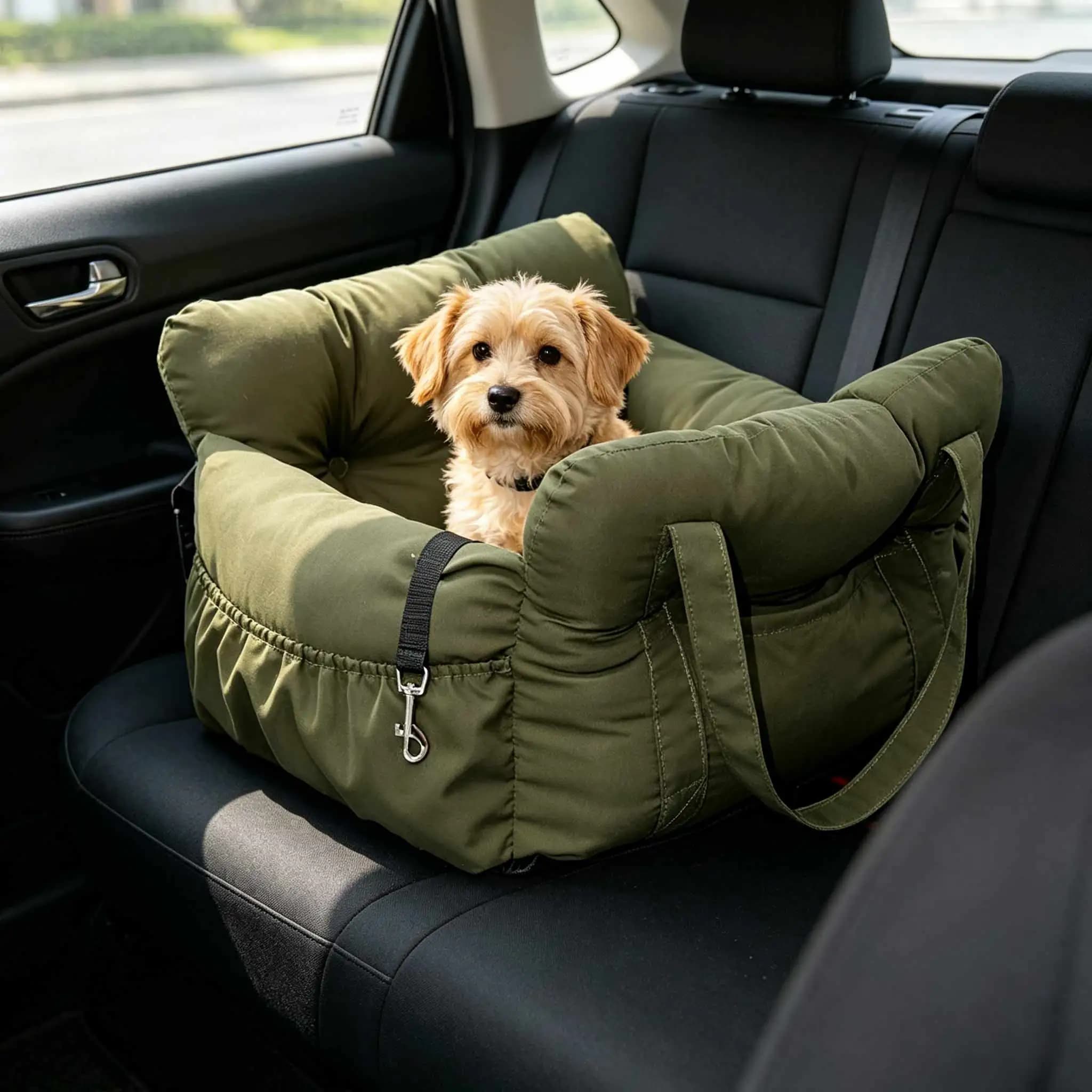 Portable Dog Car Seat Bed Soft Pet Booster Seat Washable Travel Bed for Dogs Cats Comfortable Car Carrier Cushion
