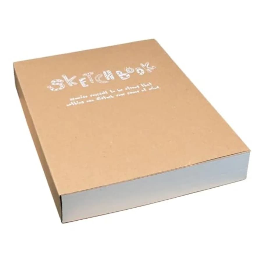 Kraft Cover Drawing Notebook and Sketchbook Blank Plain Sketch Books 125g Thick Paper A5 Size, 150x210mm Paper Ideal for Drawin