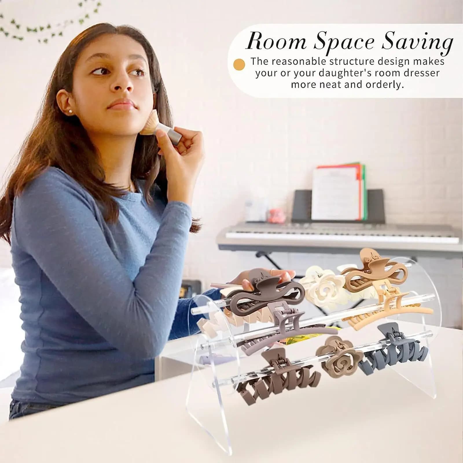 Set of 1 Acrylic Mollette Organizer, 360 Grade Rotating Support for Mollette and Conservation, Display for Organizing Hair Clips