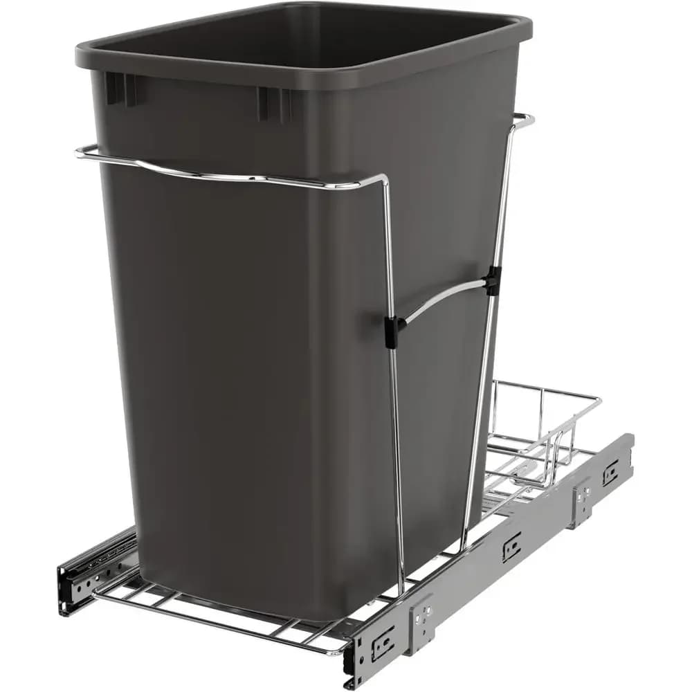Cestino Estraibile da 35 Qt con Guide Estensibili, Grigio Oreo, per Riciclo Rifiuti Cucina