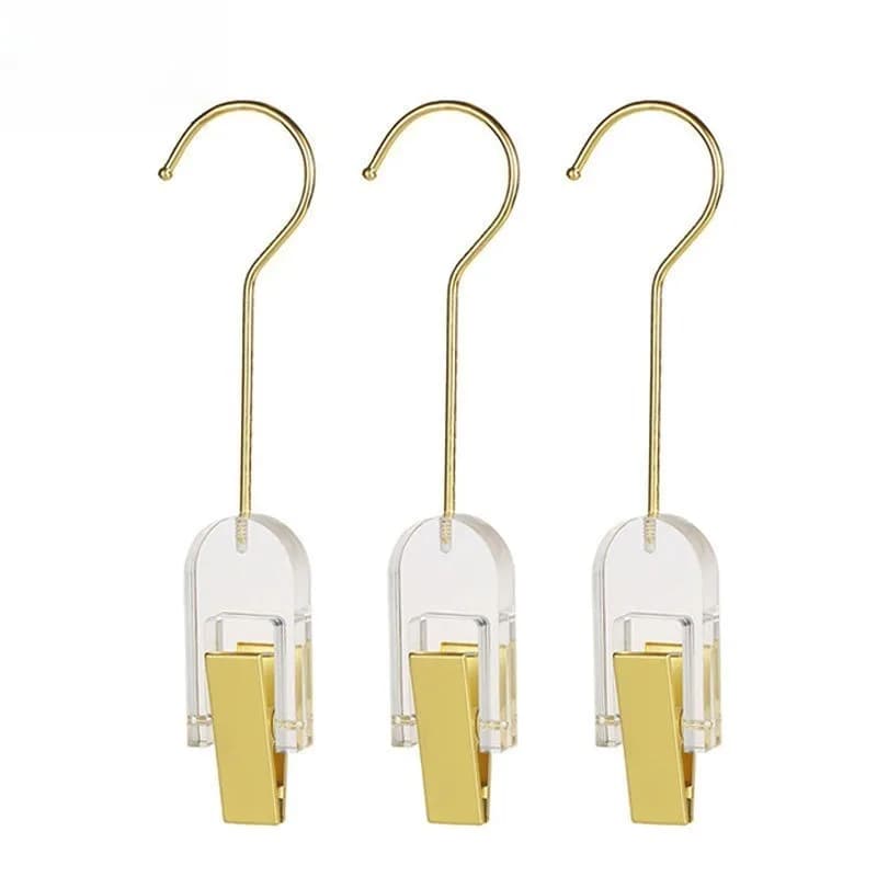 Set di 5 Appendiabiti in Acrilico Trasparente con Gancio in Metallo a S, Clip Senza Cuciture, Espositore Circolare in Cristallo per Negozi di Abbigliamento