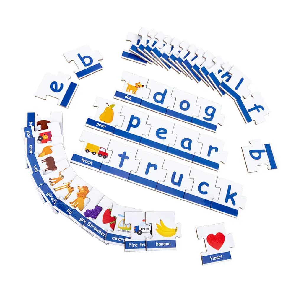 Gioco Educativo in Legno per l'Apprendimento delle Lettere, Puzzle Creativo per il Riconoscimento delle Parole, Carte di Abbinamento Lettere per Bambini