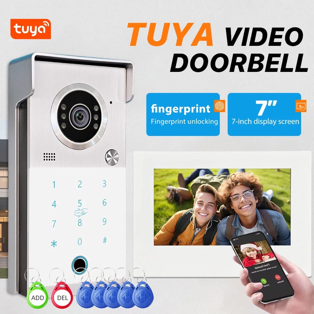 Tuya 7-inch video intercom villa doorbell, home connection, smart remote unlocking, suitable for villa security